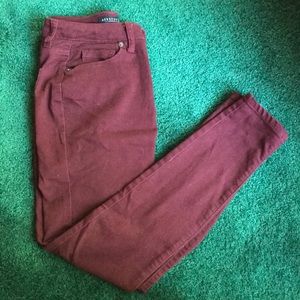High Waisted Maroon Skinny Jeans